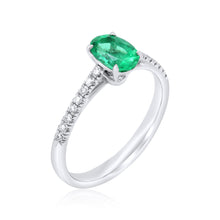 Load image into Gallery viewer, Oval Zambian Emerald & Diamond Ring