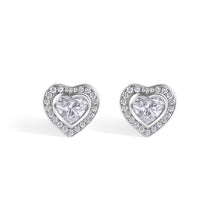 Load image into Gallery viewer, Heart Diamond Stud Earrings in 18K White Gold