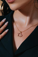 Load image into Gallery viewer, Double Heart Diamond & Ruby Necklace