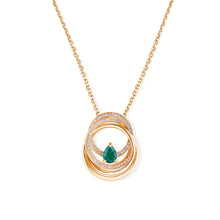 Load image into Gallery viewer, Circle Of Life Diamond with Pear-Shaped Zambian Emerald Necklace