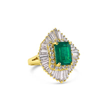 Load image into Gallery viewer, Colombian Emerald & Baguette Diamonds in 14k Yellow Gold