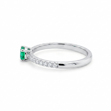 Load image into Gallery viewer, Round Zambian Emerald with 22 Diamonds Set in 18K White Gold
