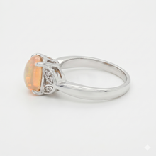 Load image into Gallery viewer, Cabochon Ethiopian Opal with Diamonds Ladies Ring Set in 14K White Gold