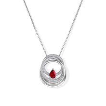 Load image into Gallery viewer, Circle Of Life Diamond with Pear-Cut Ruby Necklace