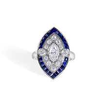 Load image into Gallery viewer, Bezel Set Marquise Diamond And Sapphire Ring