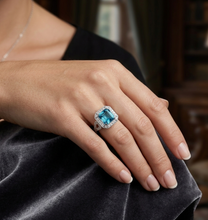 Load image into Gallery viewer, Aquamarine Diamond Ring in 14K White Gold