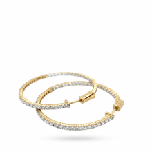 Load image into Gallery viewer, Diamond Hoops with 100 Round Brilliant Diamonds Set in Yellow Gold