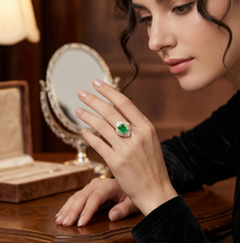 Load image into Gallery viewer, Colombian Emerald & Baguette Diamonds in 14k Yellow Gold