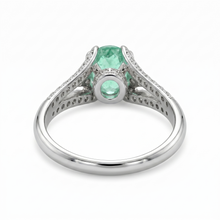 Load image into Gallery viewer, Oval Colombian Emerald & Diamonds Ladies Ring Set in 18K White Gold
