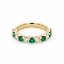 Load image into Gallery viewer, Diamonds & Emerald Band Set in 14K Yellow Gold