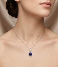 Load image into Gallery viewer, 2CT Checkered Tanzanite Pendant Set in 14K White Gold Chain