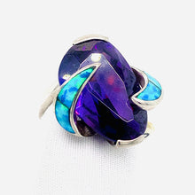 Load image into Gallery viewer, Amethyst and Opal Sterling Silver Ring