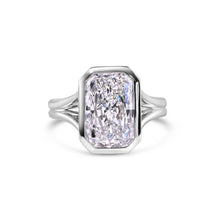 Load image into Gallery viewer, 4.22CT Radiant Bezel Lab Grown Diamond Ring set in 14K White Gold
