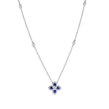 Load image into Gallery viewer, Diamond & Blue Sapphire Clover Necklace