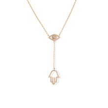 Load image into Gallery viewer, Hamsa Lariat Diamond Necklace