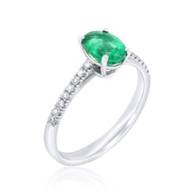 Load image into Gallery viewer, Oval Zambian Emerald & Diamond Ring