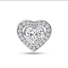 Load image into Gallery viewer, Heart Diamond Stud Earrings in 18K White Gold