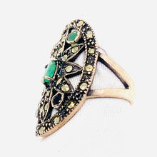 Load image into Gallery viewer, Sterling Silver Marcasite and Multi Precious Stone Ring