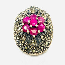 Load image into Gallery viewer, Sterling Silver Marcasite And Ruby Ring