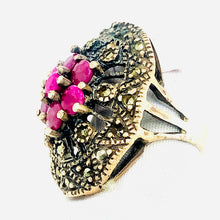 Load image into Gallery viewer, Sterling Silver Marcasite And Ruby Ring