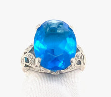 Load image into Gallery viewer, Sterling Silver Blue and Clear CZ Ring