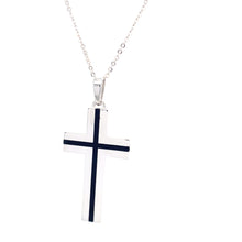 Load image into Gallery viewer, Cross Pendant with Onyx Center in 14K White Gold