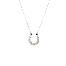 Load image into Gallery viewer, Pave Set Diamond Horseshoe Necklace in White Gold