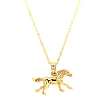 Load image into Gallery viewer, Custom Designed Horse Necklace Small in 14K Yellow Gold
