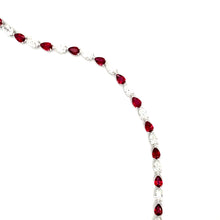 Load image into Gallery viewer, Pear Shape Burmese Ruby & Diamond Tennis Necklace set in 18K White Gold