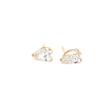 Load image into Gallery viewer, 2 Carat Pear-Shaped Lab Grown Diamond Earrings set in 14K Yellow Gold