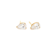 Load image into Gallery viewer, 2 Carat Pear-Shaped Lab Grown Diamond Earrings set in 14K Yellow Gold