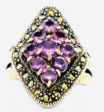 Load image into Gallery viewer, Sterling Silver Marcasite and Amythest Ring