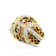 Load image into Gallery viewer, Sterling Silver and Gold-Plated CZ Cocktail Ring