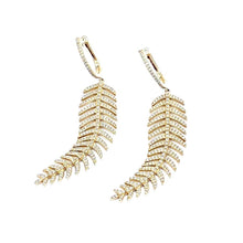 Load image into Gallery viewer, 14k Yellow Gold Leaf Diamond Earrings