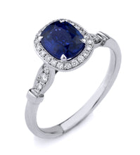 Load image into Gallery viewer, Blue Sapphire & Diamond Ladies Ring