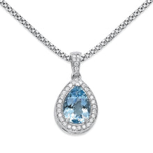 Load image into Gallery viewer, Diamond Necklace With Aquamarine