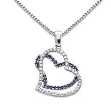 Load image into Gallery viewer, Blue Sapphire & Diamond Heart Necklace