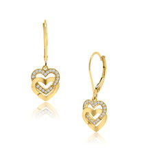 Load image into Gallery viewer, Double Heart Set with Diamonds Set in 14k Yellow Gold