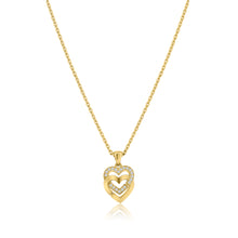 Load image into Gallery viewer, Double Heart Set with Diamonds Set in 14k Yellow Gold
