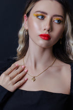 Load image into Gallery viewer, Double Heart Set with Diamonds Set in 14k Yellow Gold