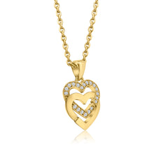 Load image into Gallery viewer, Double Heart Set with Diamonds Set in 14k Yellow Gold