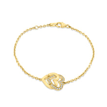 Load image into Gallery viewer, Double Heart Set with Diamonds Set in 14k Yellow Gold