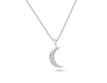 Load image into Gallery viewer, Small Cresent Moon Diamond Necklace