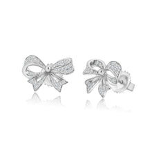 Load image into Gallery viewer, Ribbon Diamond Necklace & Earrings Set in 14K White Gold