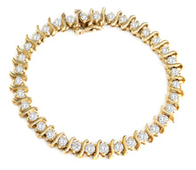 Load image into Gallery viewer, S-Shape Diamond Tennis Bracelet in 14K Yellow Gold