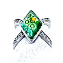Load image into Gallery viewer, Murano Glass CZ Ring Marquise Shape