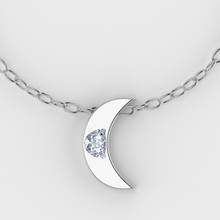 Load image into Gallery viewer, Moon Shaped Diamond Crescent Moon Necklace
