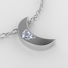 Load image into Gallery viewer, Moon Shaped Diamond Crescent Moon Necklace
