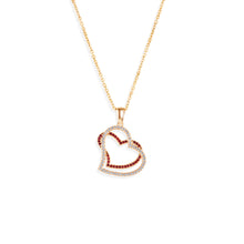 Load image into Gallery viewer, Double Heart Diamond &amp; Ruby Necklace
