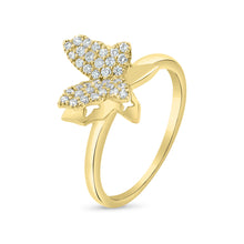 Load image into Gallery viewer, 3-D Butterfly Diamond Ring With Pave Diamonds

